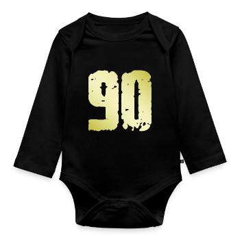 90 Number Vintage - Organic Longsleeve Baby Bodysuit - black - Front