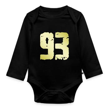 93 Number Vintage - Organic Longsleeve Baby Bodysuit - black - Front