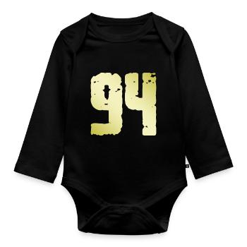 94 Number Vintage - Organic Longsleeve Baby Bodysuit - black - Front