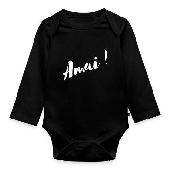 AMAİ – Brussels Flemish Verlan T-shirt - Organic Longsleeve Baby Bodysuit - black - Front