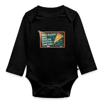 Professeur de mathématiques drôle Conception Pizza et résolution de problèmes - Body Bébé bio manches longues - noir - Devant