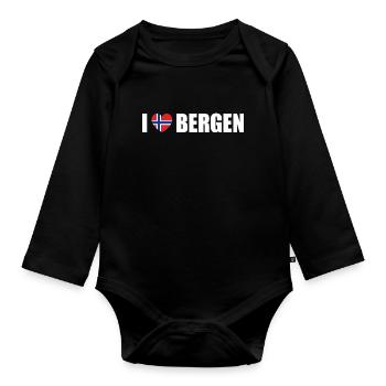 J’adore Bergen, Norvège - Body Bébé bio manches longues - noir - Devant