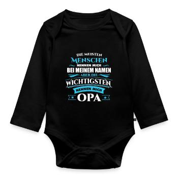 Opa Großvater Opi Name - Baby Bio-Langarm-Body - Schwarz - Vorne