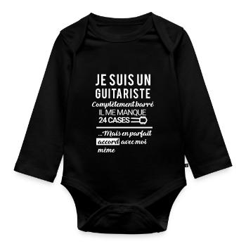 Tshirt guitariste - Body Bébé bio manches longues - noir - Devant