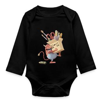 Desktopmonster - Organic Longsleeve Baby Bodysuit - black - Front