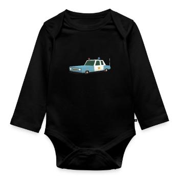 Polizeiauto-T-Shirt - Baby Bio-Langarm-Body - Schwarz - Vorne