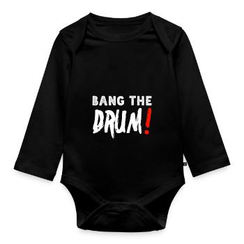 bang the drum (weiß) - Baby Bio-Langarm-Body - Schwarz - Vorne