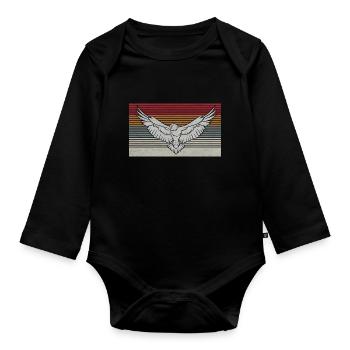 Eagle faucon oiseau animal vintage cadeau de mouche - Body Bébé bio manches longues - noir - Devant
