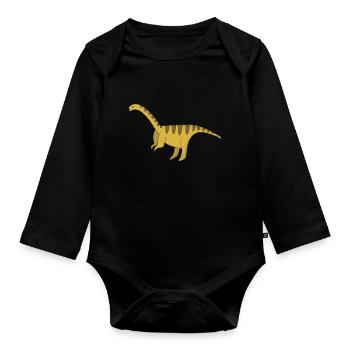 Dinosaur herbivores - Organic Longsleeve Baby Bodysuit - black - Front