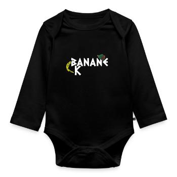 Funny Tyrolean banana lettering - Organic Longsleeve Baby Bodysuit - black - Front