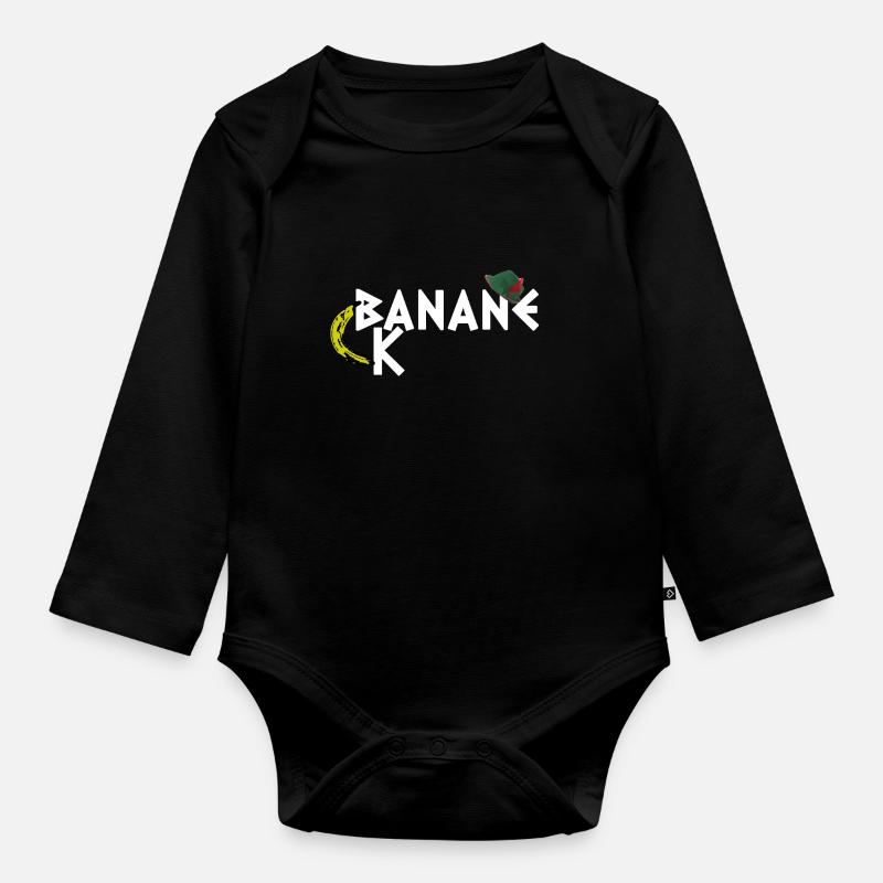 Lettrage drôle de banane tyrolienne - Body Bébé bio manches longues - noir