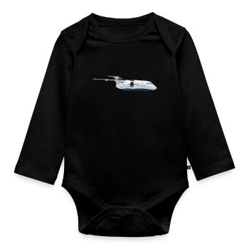 avion - Body Bébé bio manches longues - noir - Devant