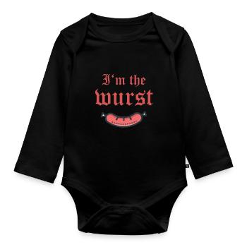 I'm the wurst Ich bin die wurst der schlimmste - Baby Bio-Langarm-Body - Schwarz - Vorne
