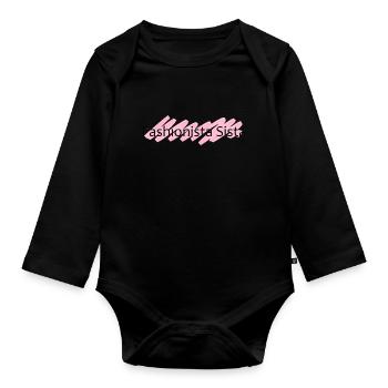 Fashionista Sista Geschenk/ Geschenkidee MODE - Baby Bio-Langarm-Body - Schwarz - Vorne