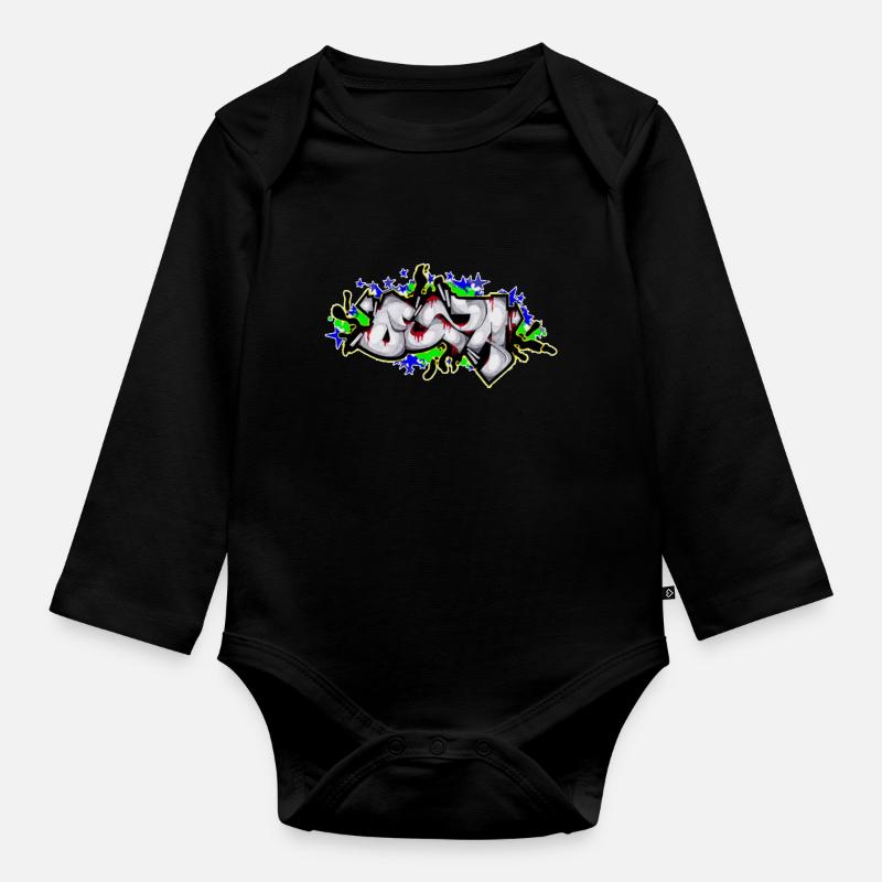Graffiti - Baby Bio-Langarm-Body - Schwarz