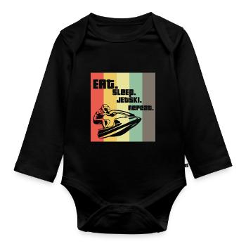 Eat Sleep Jetski RepeatJet Ski Cadeau Retro - Body Bébé bio manches longues - noir - Devant