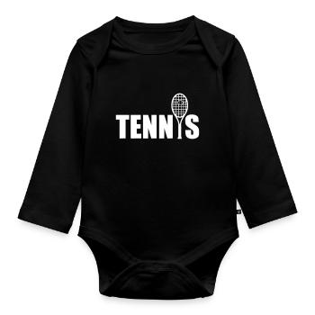 Tennis - Organic Longsleeve Baby Bodysuit - black - Front