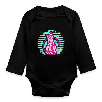 Best Cat Mom Ever | Retro cats vintage gift - Organic Longsleeve Baby Bodysuit - black - Front