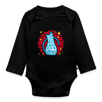 Meilleur cadeau rétro chat papa jamais Kitty Cats - Body Bébé bio manches longues - noir - Devant
