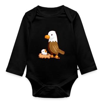 Nid d'aigle aigle bébé - Body Bébé bio manches longues - noir - Devant