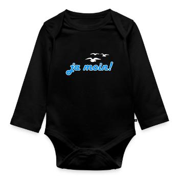 Norden Ostsee Nordsee Nordeutschland Meer - Baby Bio-Langarm-Body - Schwarz - Vorne