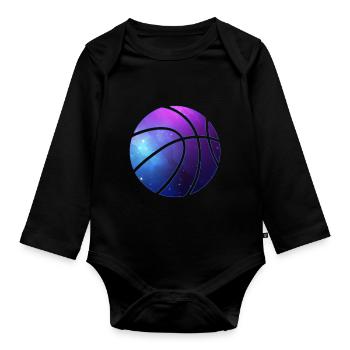 Basketball-Galaxie - Baby Bio-Langarm-Body - Schwarz - Vorne