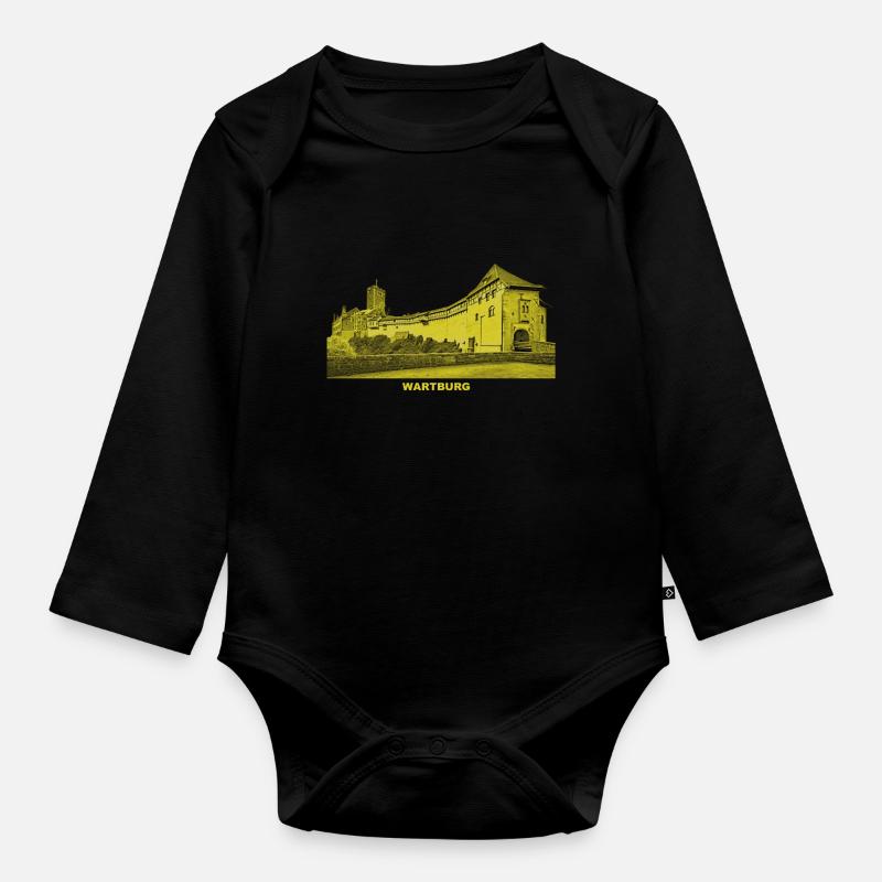 Wartburg Eisenach Thuringia Luther Elisabeth - Organic Longsleeve Baby Bodysuit - black