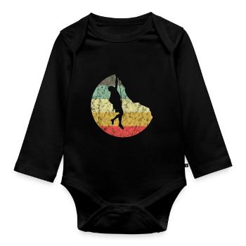 Mountaineering Climbing Gift Bouldering Retro Cool - Organic Longsleeve Baby Bodysuit - black - Front