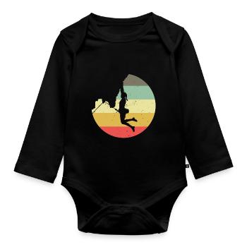 Mountaineering Climbing Gift Bouldering Retro Cool - Organic Longsleeve Baby Bodysuit - black - Front