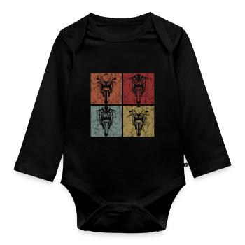 Motorräder Motorrad Biker Retro Motorradfahrer - Baby Bio-Langarm-Body - Schwarz - Vorne