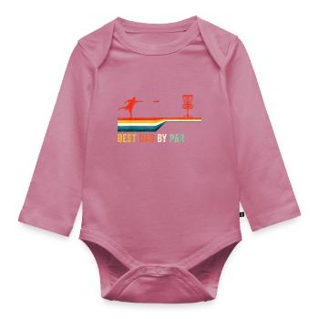 Best Dad By Par Disc Golf Golfing Golfer Gift Disk - Organic Longsleeve Baby Bodysuit - mauve - Front