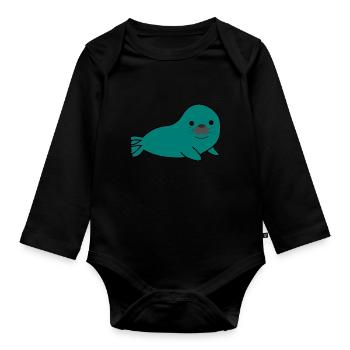 seal - Organic Longsleeve Baby Bodysuit - black - Front