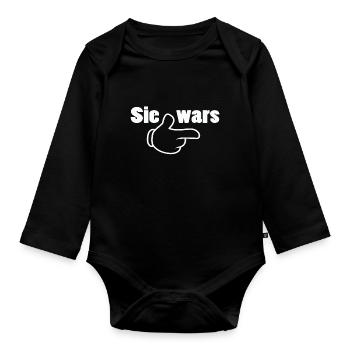 Sie wars Partnershirt Geschwister Zwillinge - Baby Bio-Langarm-Body - Schwarz - Vorne
