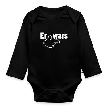 Er wars Partnershirt Geschwister Zwillinge - Baby Bio-Langarm-Body - Schwarz - Vorne