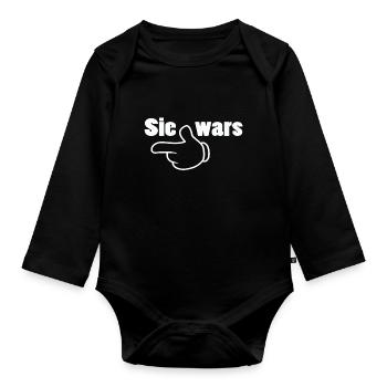 Sie wars Partnershirt Geschwister Zwillinge - Baby Bio-Langarm-Body - Schwarz - Vorne