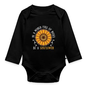 sunflower - Organic Longsleeve Baby Bodysuit - black - Front