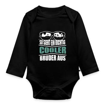 Cooler Bruder Geschenkidee für Brüder Geschenke - Baby Bio-Langarm-Body - Schwarz - Vorne