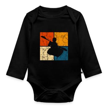 Rudern Retro Paddeln Boot Paddel Kajak Kayak Kanu - Baby Bio-Langarm-Body - Schwarz - Vorne