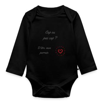 Cap ou pas cap ? D'être mon parrain - Body Bébé bio manches longues - noir - Devant