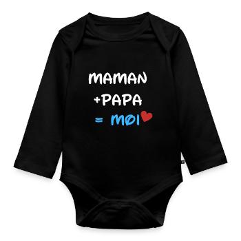Maman+papa=moi cadeau - Body Bébé bio manches longues - noir - Devant
