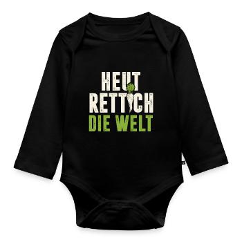 Gärtner Heut Rettich Die Welt Gartenarbeit Gärtner - Baby Bio-Langarm-Body - Schwarz - Vorne