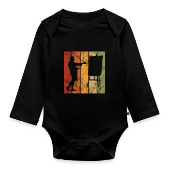 Künstler Malerei Retro Kunst Künstlerin Malerin - Baby Bio-Langarm-Body - Schwarz - Vorne