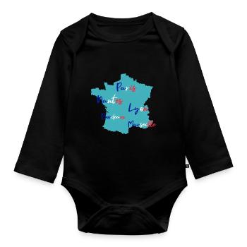 France - Body Bébé bio manches longues - noir - Devant