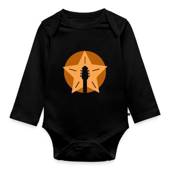 Gitarre - Guitar - Vintage - Rock - Band - Organic Longsleeve Baby Bodysuit - black - Front