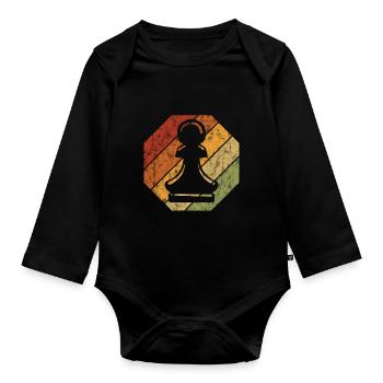 Échecs échecs Rétro Schachmatt - Body Bébé bio manches longues - noir - Devant