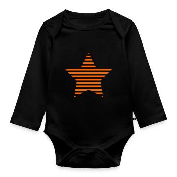 STERN. STERNE. STERN. STERNE. FEST. JAHRESTAG - Baby Bio-Langarm-Body - Schwarz - Vorne