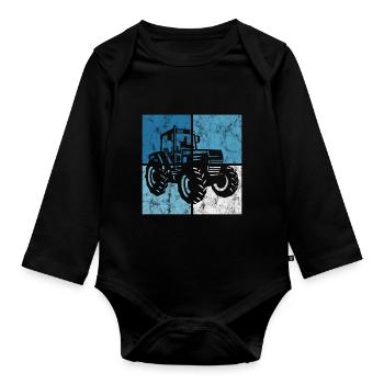 Tractors Tractors Farmer Tractor Retro Farm - Organic Longsleeve Baby Bodysuit - black - Front