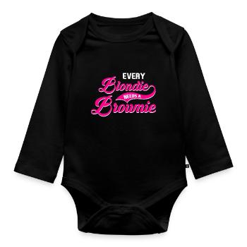 Every Blondie needs a Brownie Tussi Girly Partner - Organic Longsleeve Baby Bodysuit - black - Front