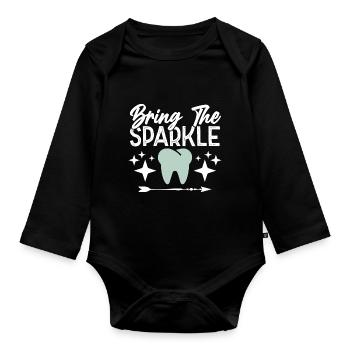 teeth shine - Organic Longsleeve Baby Bodysuit - black - Front