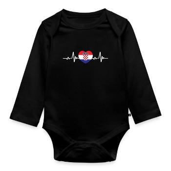 Croatie Coeur Croatie Hrvatska drapeau croate - Body Bébé bio manches longues - noir - Devant